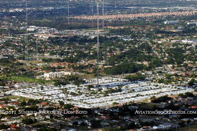 2011 - view of mobile home park and TV antenna farm from Airship Ventures Zeppelin NT N704LZ landscape stock photo #7671
