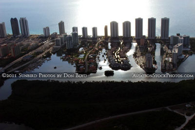 2011 - Sunny Isles Beach condos and Oleta River State Park aerial landscape stock photo #7692