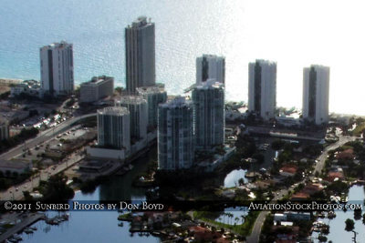 2011 - closeup of the former Castaways resort area in Sunny Isles aerial landscape stock photo #7692C