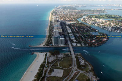 2011 - looking south at Haulover beach, Haulover Inlet, Bal Harbour and on to Miami Beach aerial landscape stock photo #7701