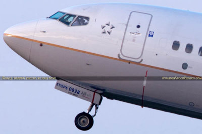 2015 - United Airlines B737-924ER N66828 rare takeoff on runway 28 at TPA aviation airline stock photo #9380C