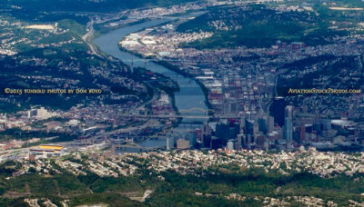 2015 - aerial stock photo of Mount Washington and downtown Pittsburgh, Pennsylvania #1565C