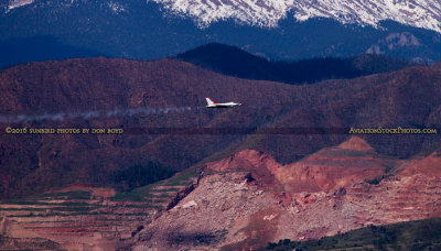 2016 - Air Force Thunderbird flying low over the ugly Colorado Springs rock quarry military aviation stock photo #4831C