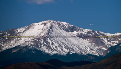 2016 - four Air Force Thunderbirds flying over the summit of Pike's Peak military aviation stock photo #4839