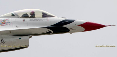 2016 - closeup of Air Force Thunderbird #2 taking off from Peterson Air Force Base military aviation stock photo #4857C