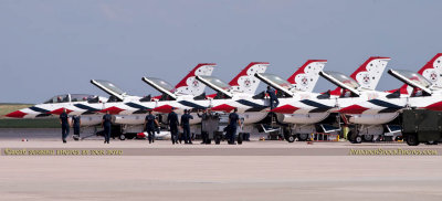 2016 - seven Air Force Thunderbirds parked on the ramp at Peterson AFB military aviation stock photo #4886