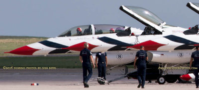 2016 - Thunderbird #8 parking with KRDO Newschannel 13 anchor Heather Skold onboard in the rear seat aviation stock photo #4886C