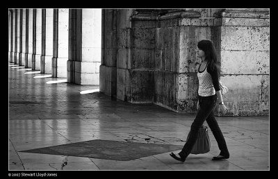 960. Walking down the street