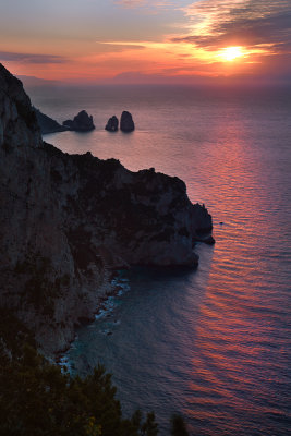 A sunrise from  the Migliera, a  small cliff in Anacapri territory
