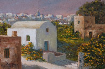 Houses at Anacapri, plein  air  painting