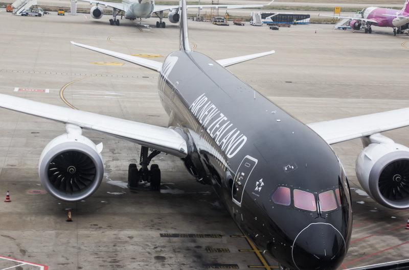 Air New Zealand B-787-9 in all black livery at PVG