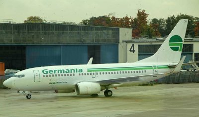 Germania B-737-700 approaching its gate at DUS