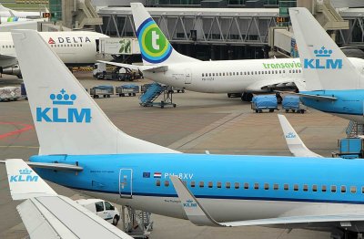 A flock of KLM tails in AMS, April 2014