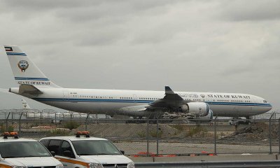 A-340-600 belong to Kuwaiti Government parked at remote stand at JFK