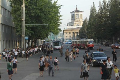 Street scene near Pyongyang Train Station