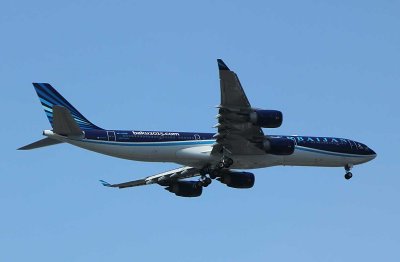 From far away Central Asia, A-340 of Azerbaijan Airlines landing in JFK