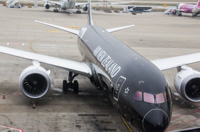 Air New Zealand B-787-9 in all black livery at PVG