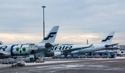 Finnair Airbus tails at HEL