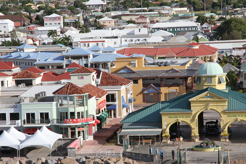 Port & largest town Basseterre (view from ship)