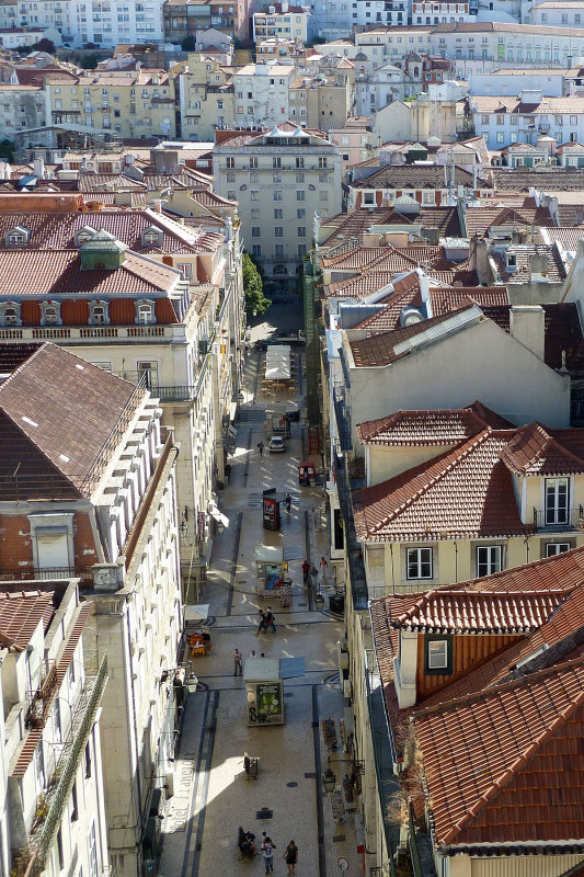 Looking down from near the Santa Justa elevator, a very old, popular elevator 