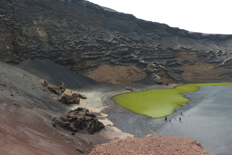 Charco de Los Clicos, a green lake, from the viewpoint.