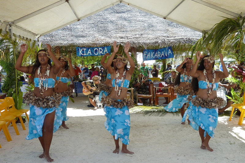 When we came ashore, we were given a flower & were greeted by dancers & music.