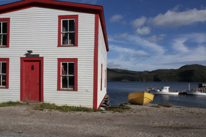 Woody Point shed & boats. Woody Point is quite a fishing town. 