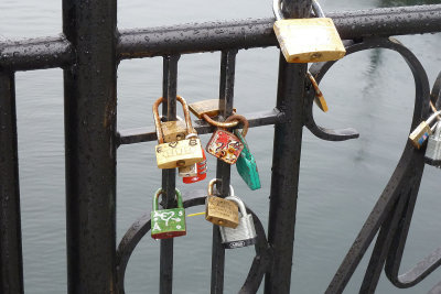 Locks on a bridge in Norway signify love!