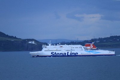 Belfast sailaway - Stena ferry passes Blackhead Antrim lighthouse