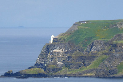 Rathlin Island West Lighthouse (Howard saw from Carrick-a-Rede viewpoint) with its light on tower bottom rather than top 