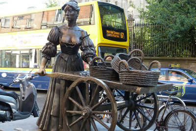Molly Malone statue amidst the hustle & bustle of Dublin