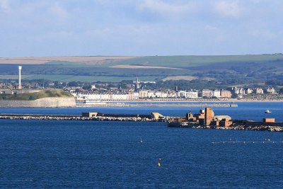 During breakfast we got our first view of Weymouth as we slid into Portland with its breakwater forts and old lighthouses