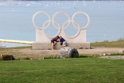 And a local pointed out this fleeting glance at the Olympic rings.  (Oly sailing events held here in 2012)