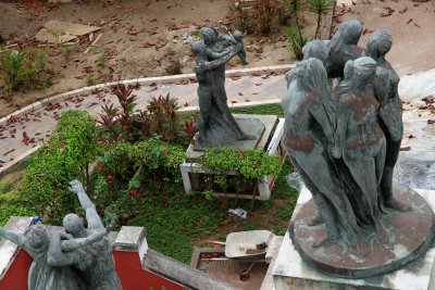 Statues in a closed park on Princessa, taken from above