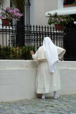 There is a convent & hospital next door.  I quickly snapped a picture of a nun checking the garden.