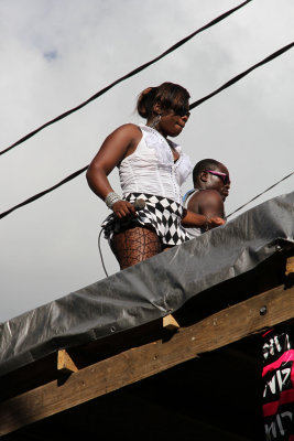 Roseau, Dominica: Dancers on truck (last day of Carnival)