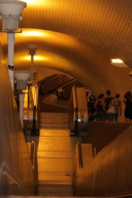 Whew! 3 flights of escalators at Baixa Metro