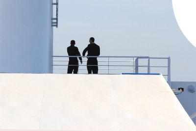 Crew members saying goodbye to Gibraltar