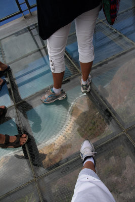 Stepping onto the glass platform at Cabo Girao upper viewpoint
