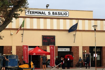  San Basilio port terminal with Viking personnel and flags