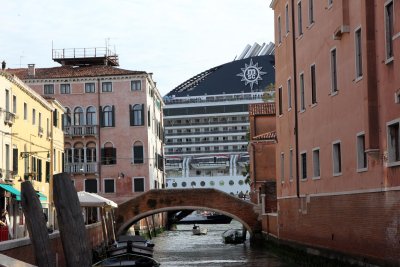  Big MSC ship passing through Giudecca canal as leaves Venice