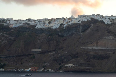 Oct. 2 - new country! First view of Fira from ship, anchored around 7 AM 