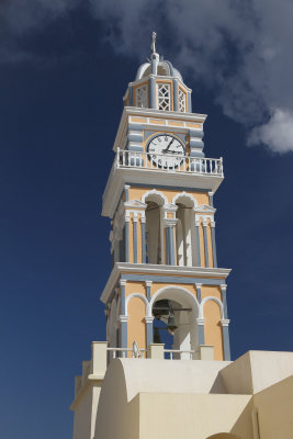  Beautiful belltower of St. John Catholic Church, Fira