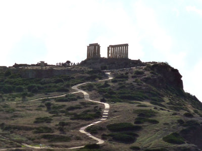  First view of Temple of Poseidon about 5 mins. out.