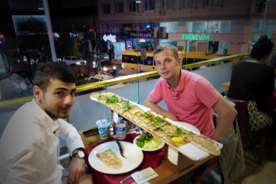 By Tempo Suites, ate at Melvana Pide. These guys ordered the four foot long pide. 