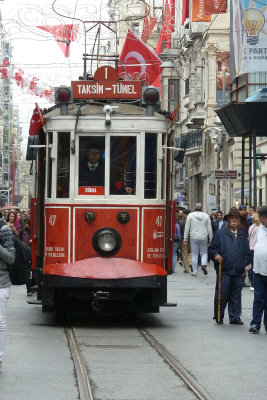 Antique tram ran between Taksim Sq  bottom of Istiklal