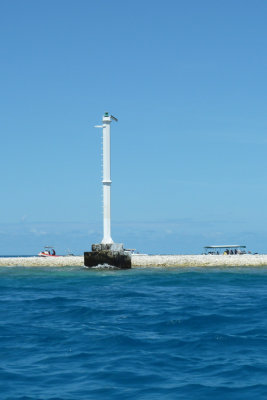 One of new pair of lighthouses on islet, Tiputa Pass. Replaced stone ones.