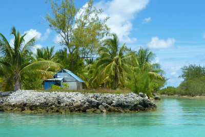 House on inlet near Six Passengers office, lagoon side of atoll