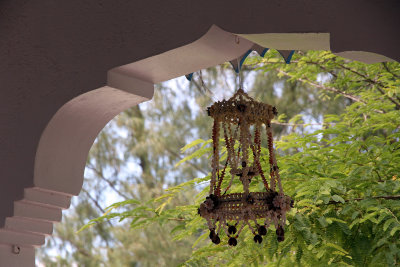 Shell decoration hanging from church rafter