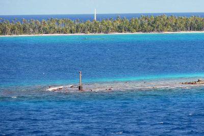 The atoll is small - only 21 km wide but its lagoon dangers are well marked. For 3rd of 3 times, we were only ship in port.